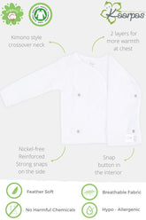 Front open Side snap Long | Full sleeves T-Shirt | Jhabla, White